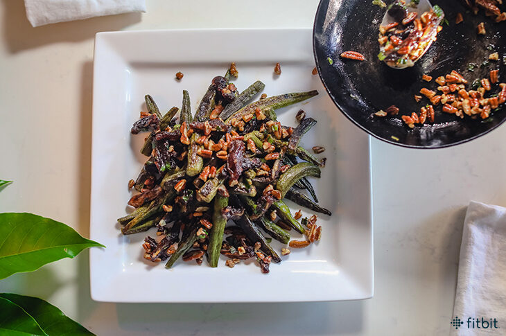 Wholesome Recipe Roasted Okra With Scallions Dates And Pecans 