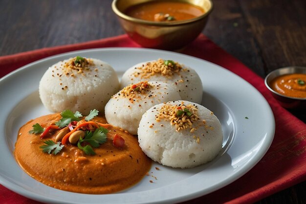 Idli with Peanut Chutney